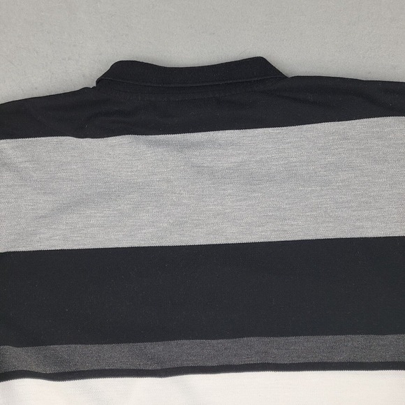 Brooklyn State Polo Shirt Men's Large Black Gray‎ White Striped Short Sleeve - Picture 7 of 11